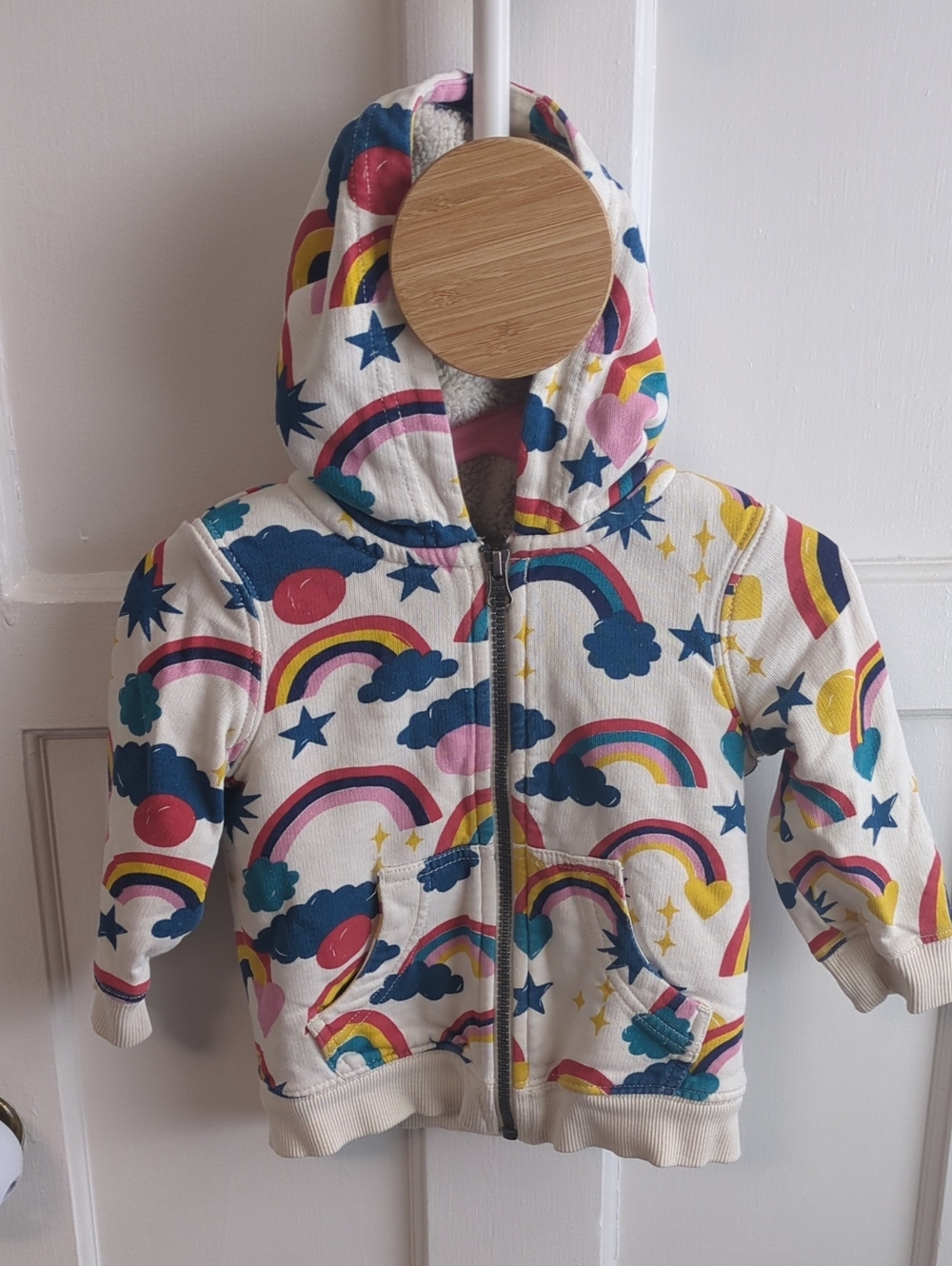 Hanna Andersson Sherpa Hoodie with Rainbow & Star Print